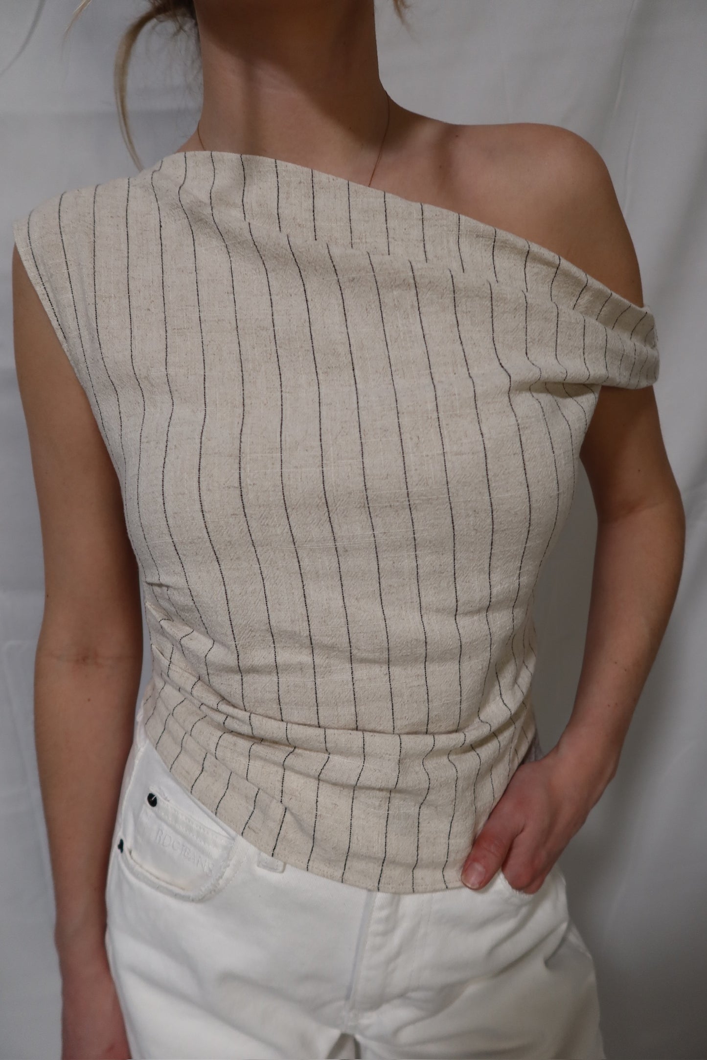 Cold Shoulder Striped Top