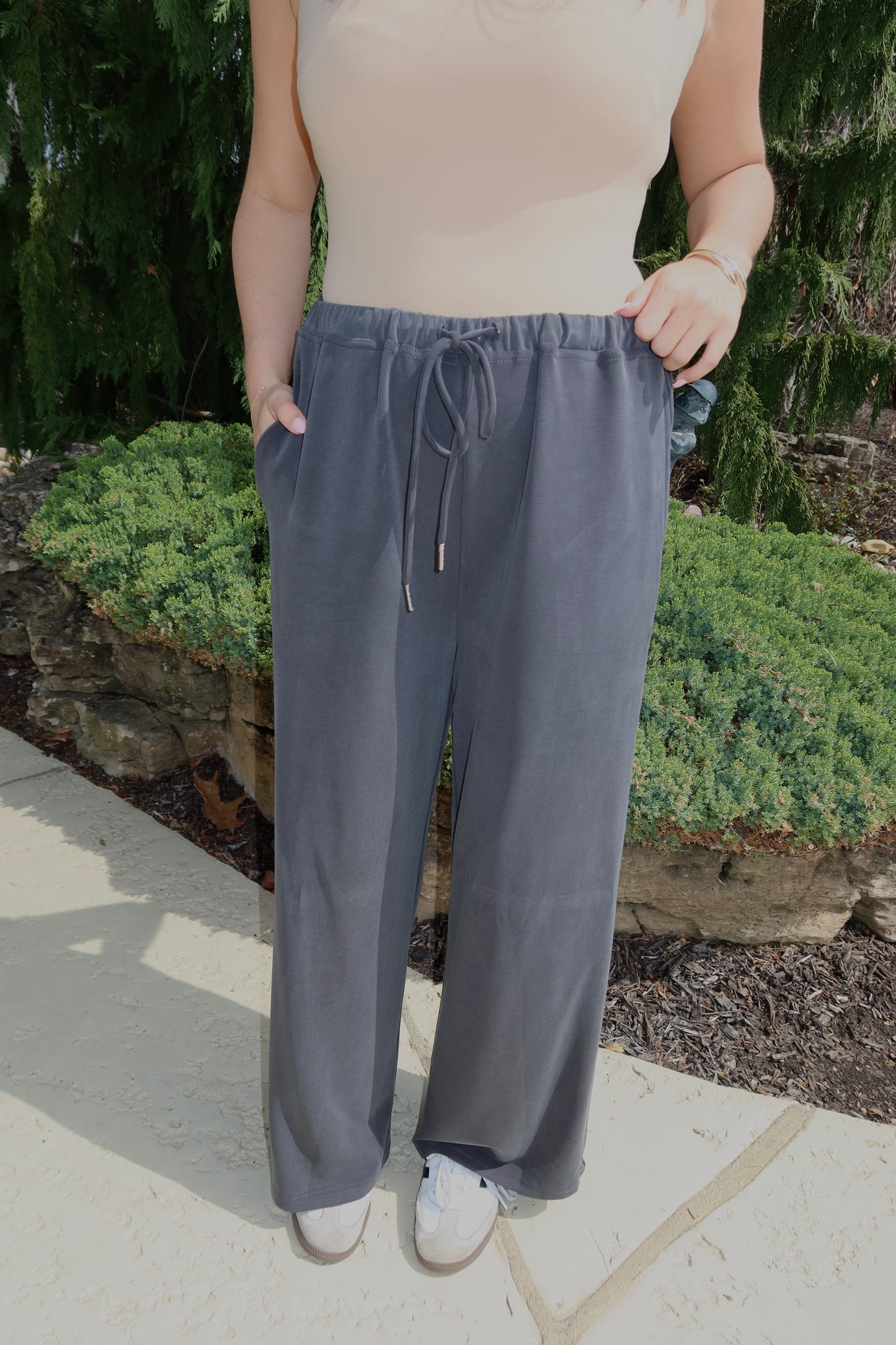 Elle Gray Wide Leg Comfy Pants